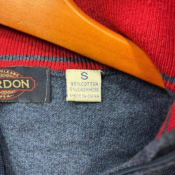 Gordon Blue Cotton Cashmere Quarter Zip Sweater sz S EUC - Picture 6 of 6